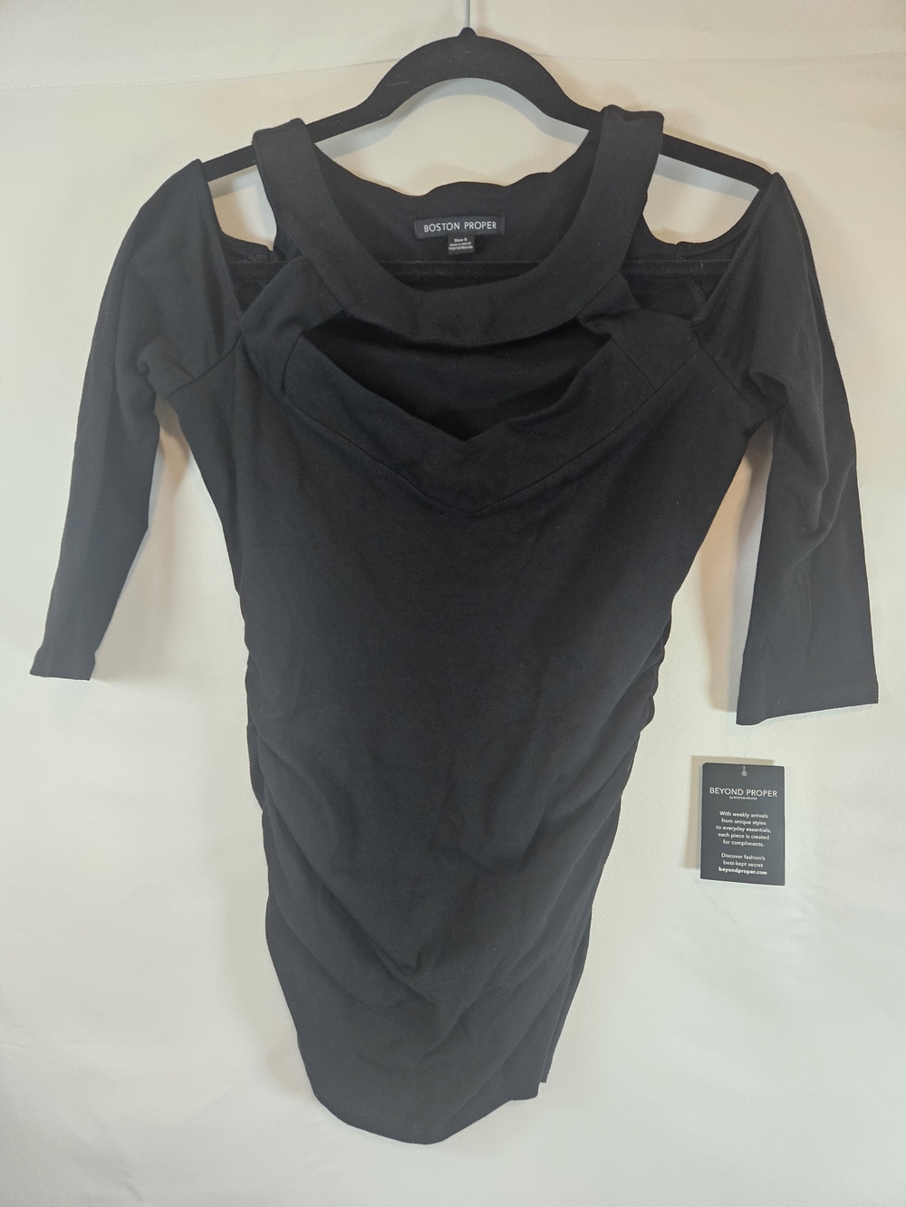 Boston Proper Black Cold-Shoulder Sheath Dress with Cutout Detail